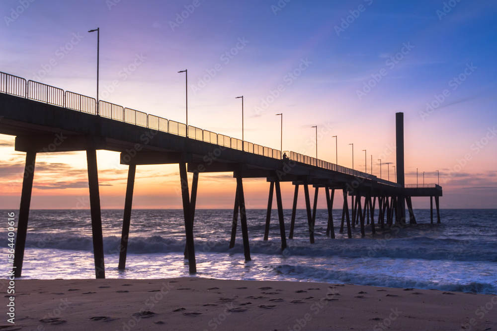 Fototapeta premium pier at sunset blue hour