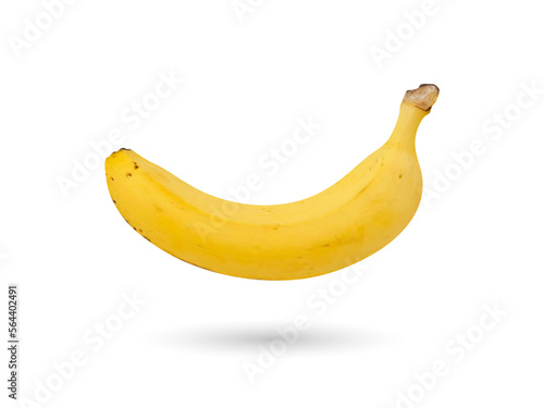Vector banana in realistic style. Shiny yellow banana. Banana isolated on white background. Vector illustration
