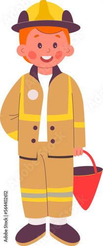 Cute child with steel cone basket flat icon Dangerous profession