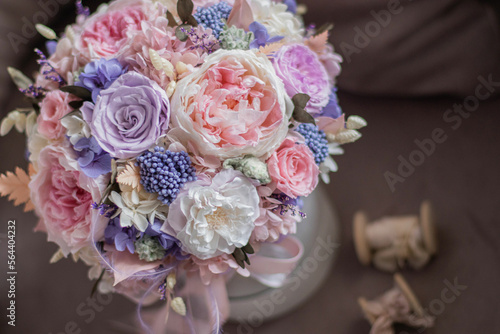 Preserved flower arrangement. Flower box Roses  Hydrangea  Peony Rose in pink colors. Flowers for girl  for mother s day  valentine s day  Woman s day 8 march.