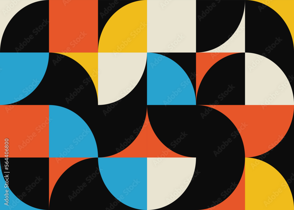 Abstract neo geometric seamless pattern. Modern shapes mosaic background