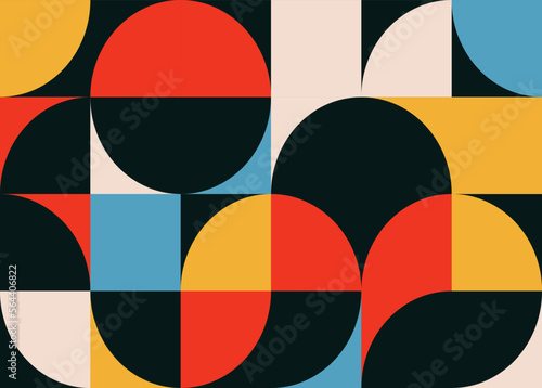 Abstract neo geometric seamless pattern. Modern shapes mosaic background