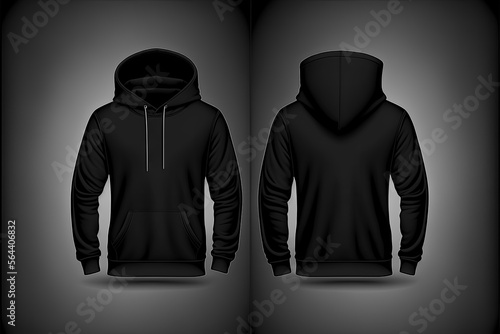 Mockup black hoodie for design, place for logo. Generative AI.