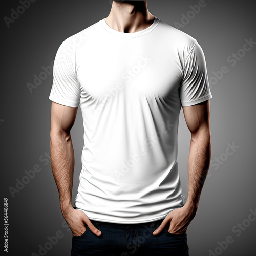 White t-shirt mockup, template for logo design. Generative AI.