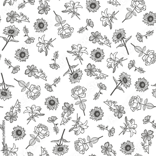 Ditsy illustrated flower repeat print