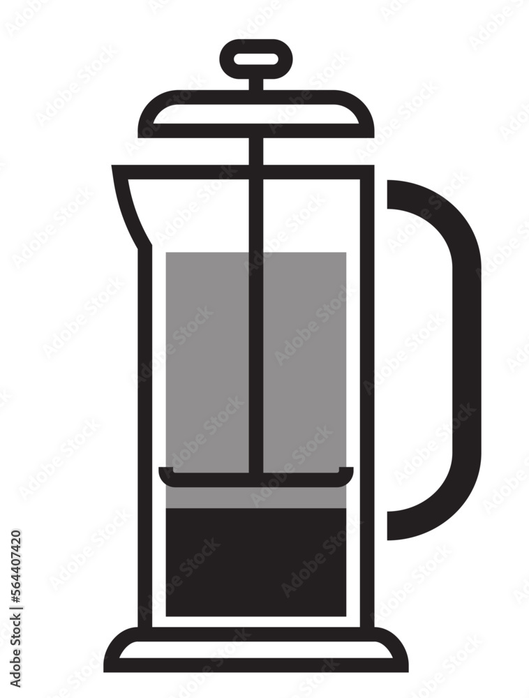 Fototapeta premium Layered French Press Coffee Pot ready for animation