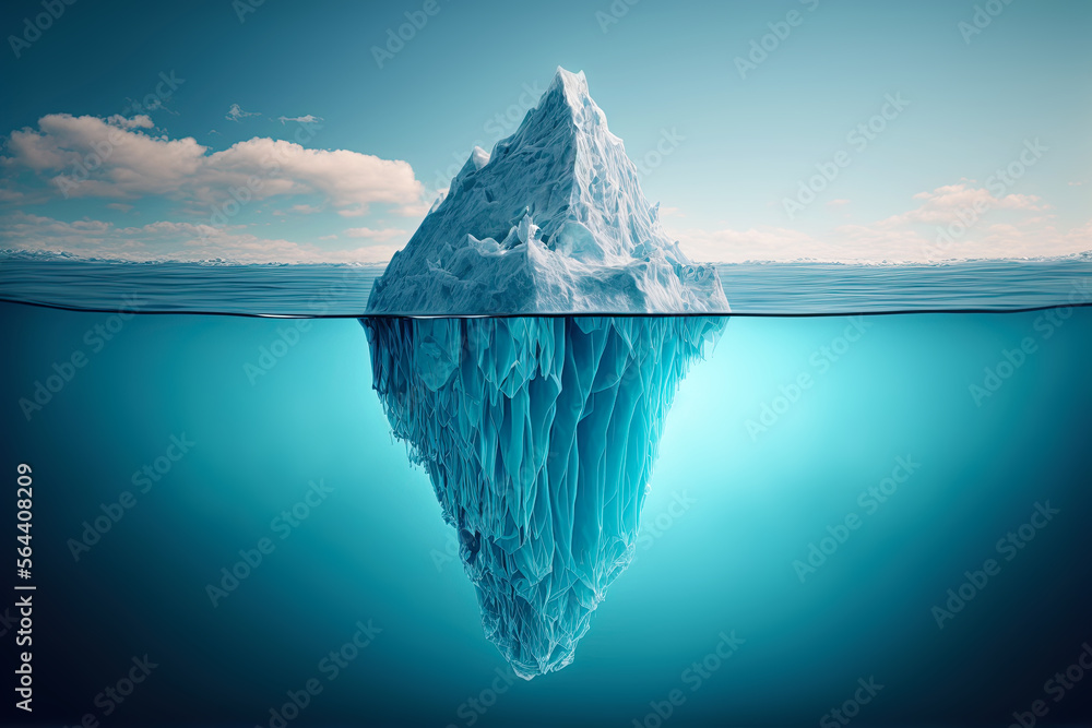 Tip of the iceberg. Business concept. generative ai. Iceberg. Success business metaphor - obrazy, fototapety, plakaty 