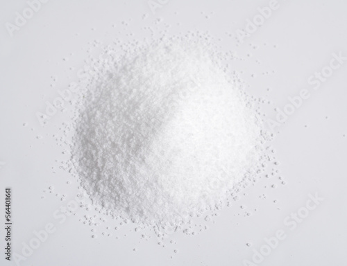 Stevioside powder. Natural sweetener on white background photo