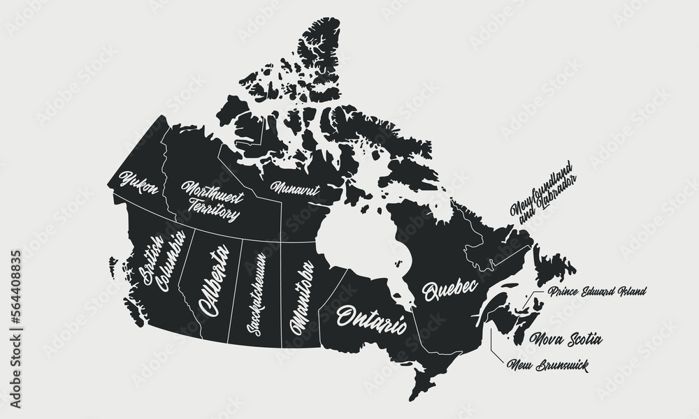 Canada map. Poster map of Canada map with Provinces and territories