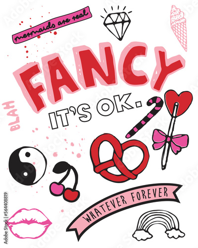 Doodles collection, cute stickers set.