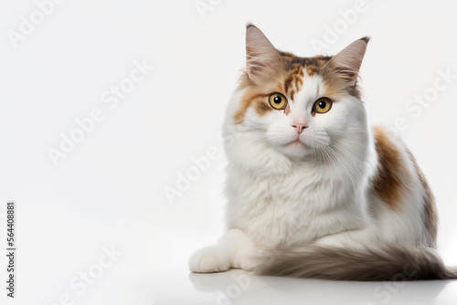 Isolated Cat in white background, pet portait, Generative AI © d-AI-n