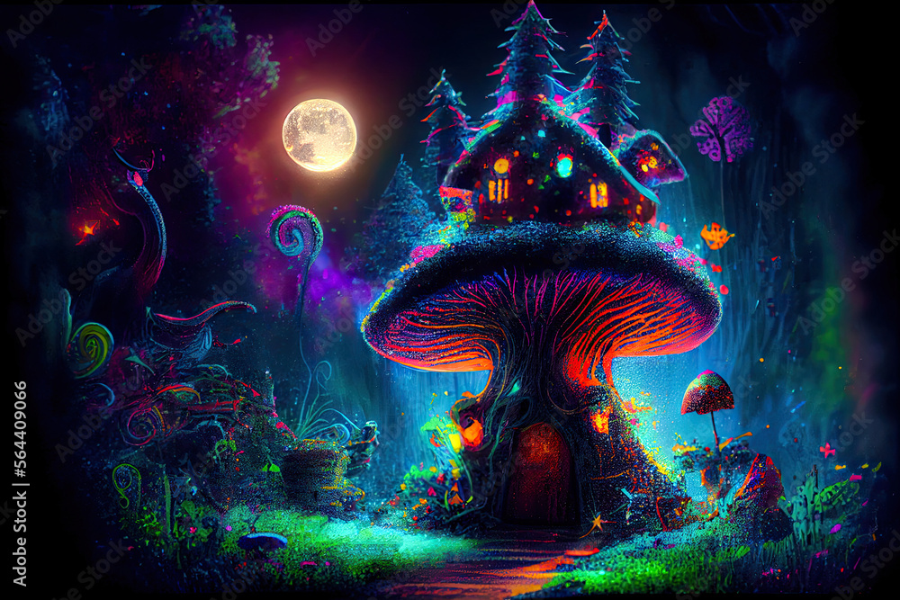 Fairy tale castle mushroom wonderland - By Generative AI