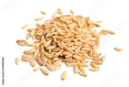 Oats grains without without husk isolated on white background