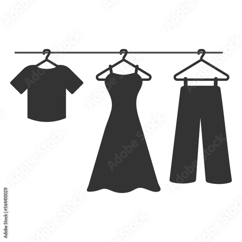 Clothes on a hanger icon. Vector illustration