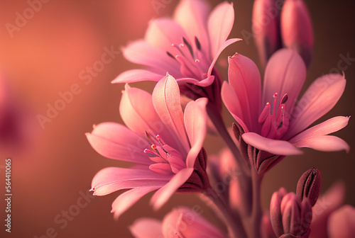 Pink spring flowers closeup. 3D Illustration