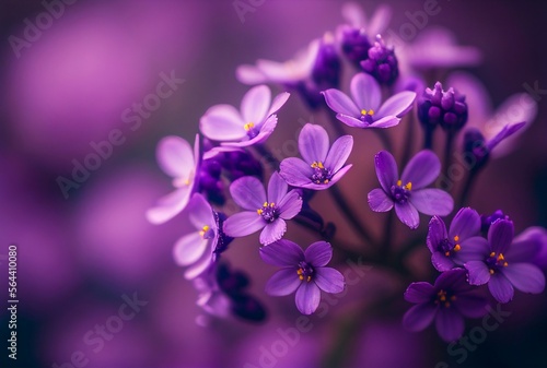 Beautiful purple spring flowers. 3D Illustration © Nina
