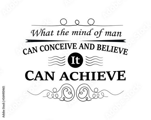 Topographic black poster. Motivation, positive attitude and optimism. Wisdom and selfdevelopment. Poster or banner for website. Can conceive and believe can achieve. Cartoon flat vector illustration