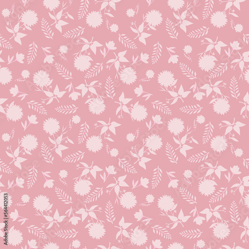 Pastel pink ditsy flowers seamless pattern