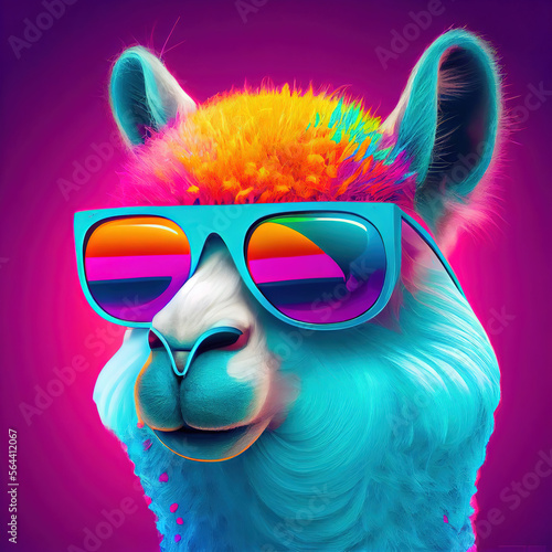 No Prob llama. Funny Llama phrase. Llama with chewing gum. Llama with glasses. AI