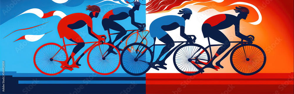Fototapeta premium a cyclist tournament over seasons, long period of time, generative ai technology