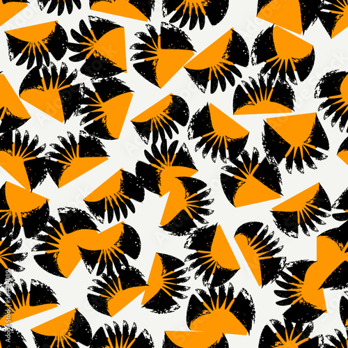 Paint brush lines and figures. Seamless pattern. Hand drawn ethnic ornament. Tribal wallpaper. Ethnical image. Tribe motif. Ancient mosaic. Geometric digital paper. Web design. Textile print. Vector