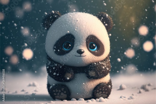 a cute adorable baby Panda generative ai  rendered in the style of children-friendly cartoon animation fantasy style	