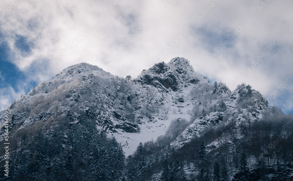 Snowy Pyrenees mountain landscape in winter