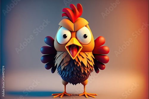 Generative AI Cute 3D Cartoon chicken character