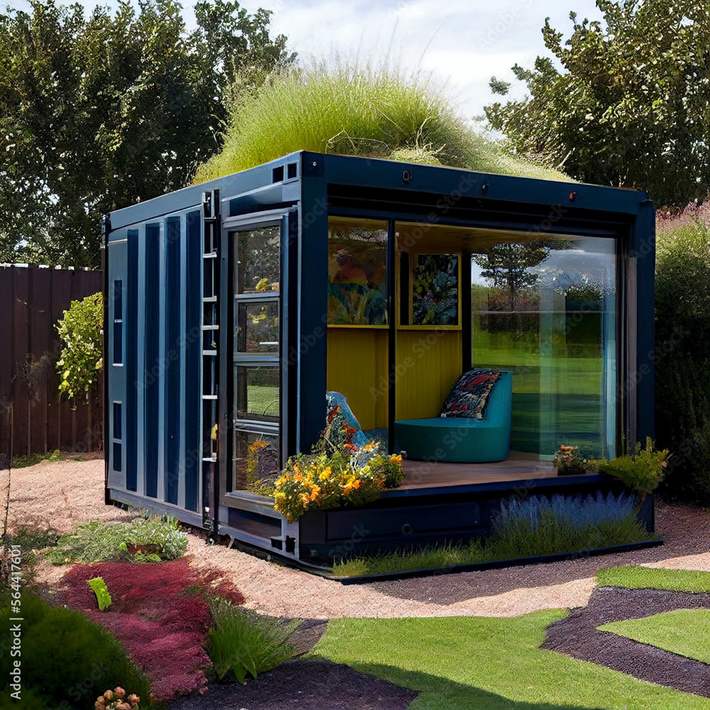 Independent living in a shipping container tiny home AI ilustração do ...