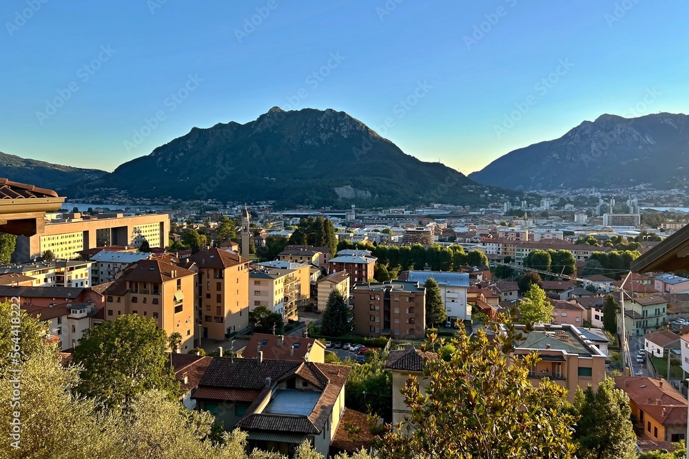 town of Lecco before sunset
