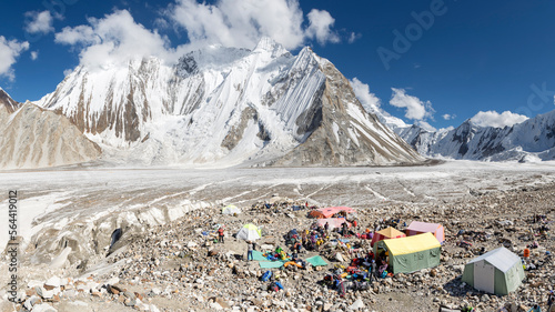 Chogolisa group mountain range seen from Ali camp, Gondogoro La trek, Vigne Glacier, Pakistan photo