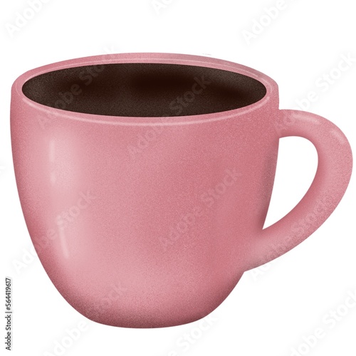 pink cup of coffee illustration. a cup of espresso, americano, dopio. illustration isolated on white background photo