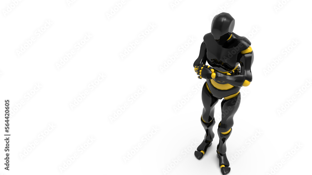 Detailed appearance of the white-blue AI robot under white background. Concept 3D CG of automatic operation, optimization and block chain. PNG file format. Detailed appearance of the white-blue AI robot under white background. Concept 3D CG of automatic operation, optimization and block chain. PNG file format.