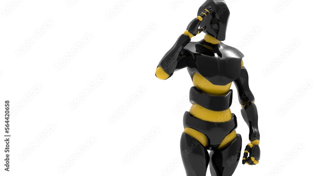 Detailed appearance of the white-blue AI robot under white background. Concept 3D CG of automatic operation, optimization and block chain. PNG file format. Detailed appearance of the white-blue AI robot under white background. Concept 3D CG of automatic operation, optimization and block chain. PNG file format.