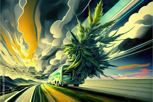 Marijuana Futurism Art-AI Generated photo