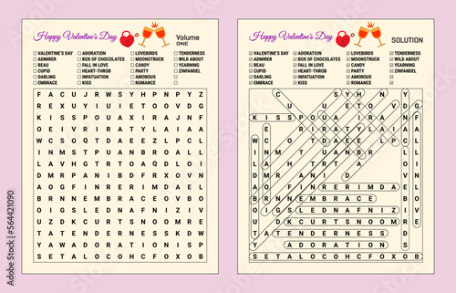 Valentine's day word search puzzle - volume one