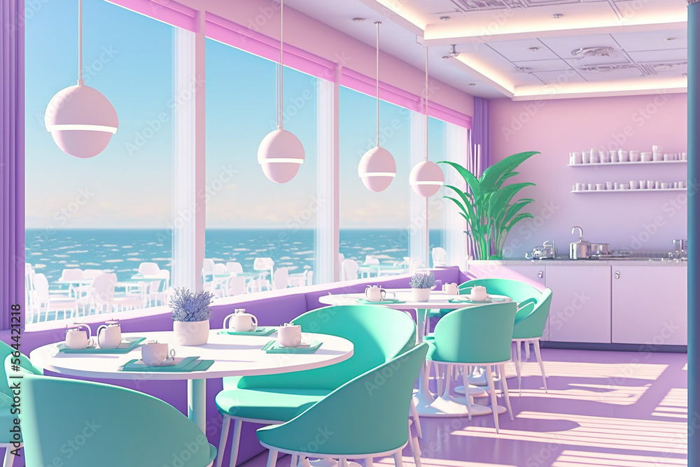 Fototapeta premium interior of restaurant,Dream color cafe