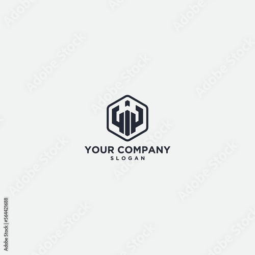 Abstract Letter P i P hexagonal monogram letter logo