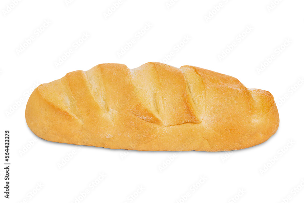 Loaf of bread isolated on white background. Whole bread