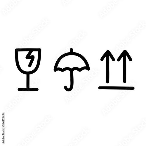 packaging symbols doodle icon, vector color line illustration