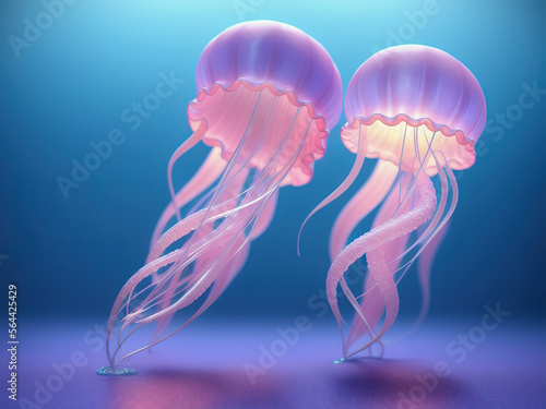 Beautiful multi-colored jellyfish. Generative AI