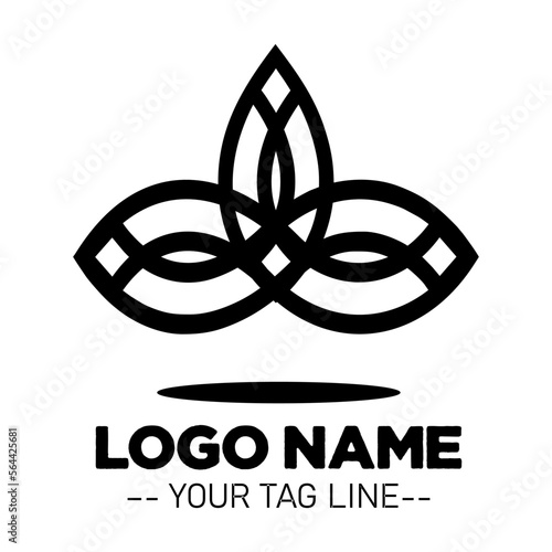 simple Geometric logo design in black and white color create with bassic shape fo traditional ethnic pattern 