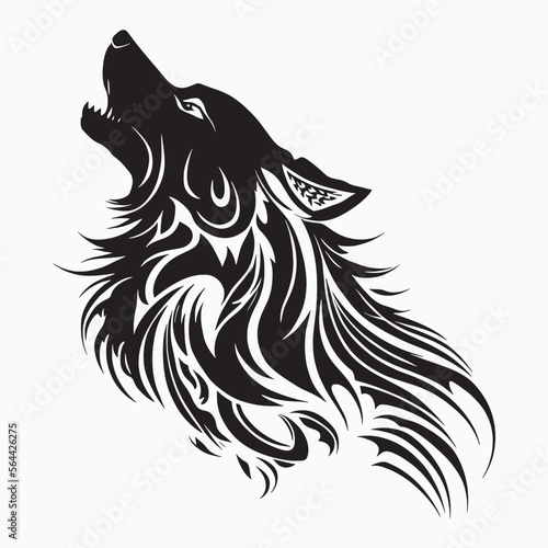 Illustration of Fox Tattoo in the pose of making sound in sky