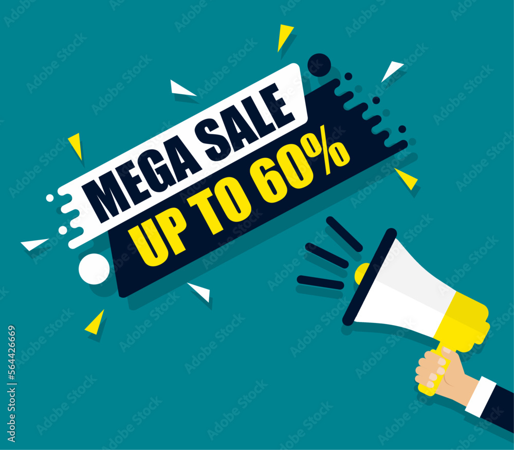 Megaphone and mega sale speech bubble. Banners for business, marketing and advertising. Megaphone and mega sale speech bubble. Banners for business, marketing and advertising.