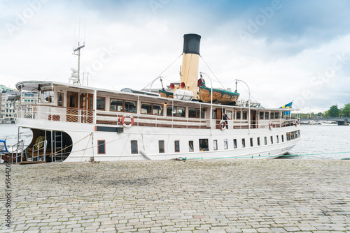 steam boat for sightseeing near the royal palace in Gamla Stan