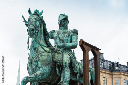 Karl XIV Johans statue near the royal palace in gamla stan