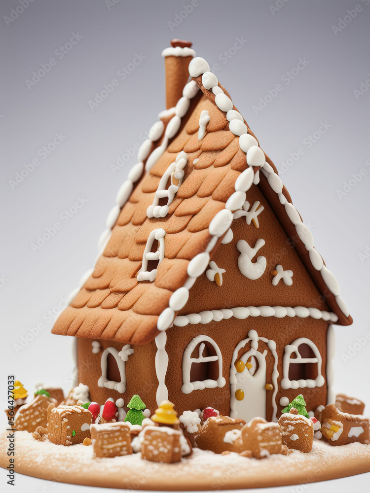 Christmas house made from ginger cookies. Generative AI Christmas house made from ginger cookies. Generative AI