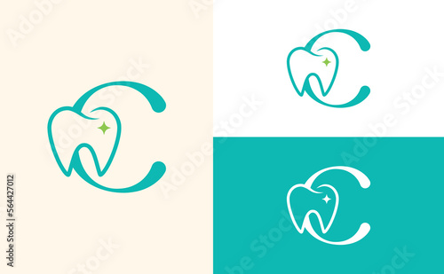 dental care logo tooth doctor dental office letter C
