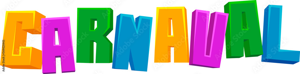 Fototapeta premium Carnaval Texto Colorido Divertido 2023