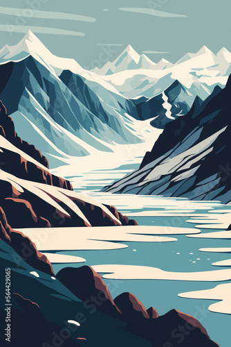 iceberg in north sea or arctic ocean, glaciers landscape vector illustration photo